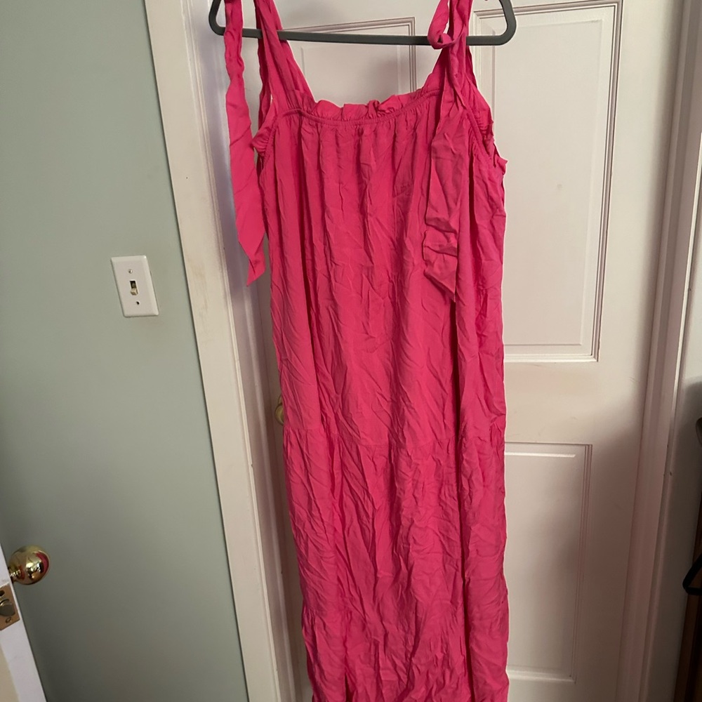 NWT Pink maxi dress with adjustable shoulder ties size 1X